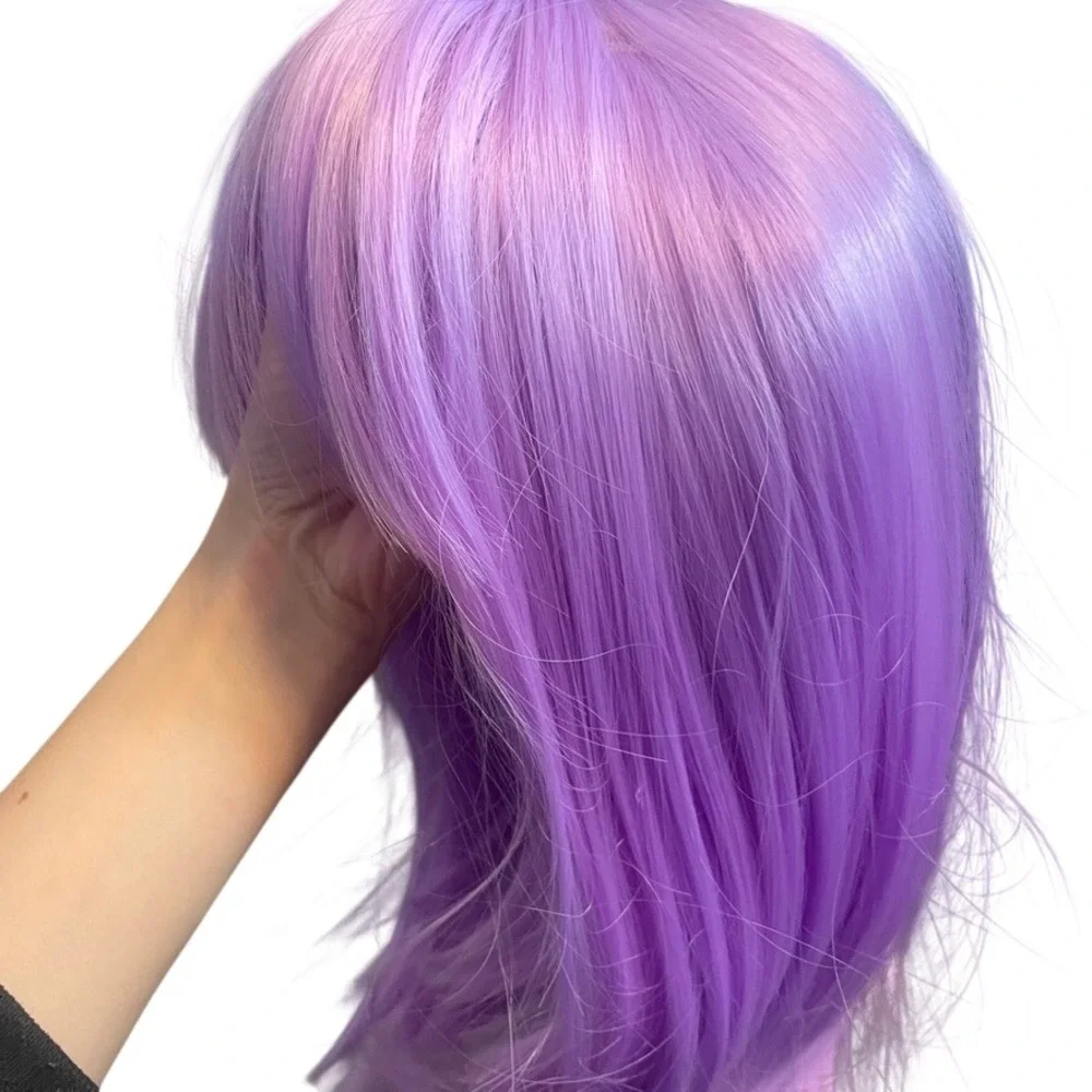 ENILECOR Purple‎ Bob Wig Bangs Halloween Dress Up